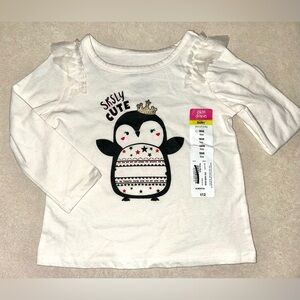 Okie Dokie Toddler Girl Srsly Cute Penguin Shirt 18 Months NWT Hearts Stars Dots